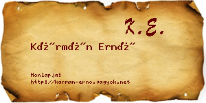 Kármán Ernő névjegykártya